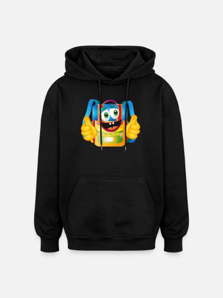 Lustiger Comic-Schulranzen mit Daumen hoch - Oversized Unisex Hoodie - Schwarz