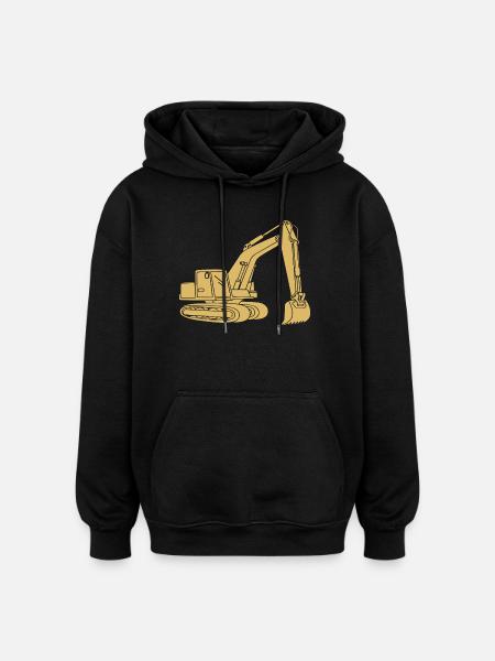 Bagger Silhouette Baugeräteführer Tiefbau - Oversized Unisex Hoodie - Schwarz