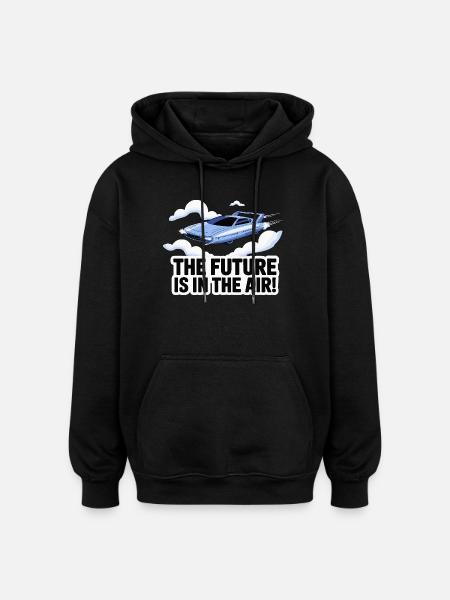 Retro Futuristic Flying Car Design - Oversized Unisex Hoodie - black