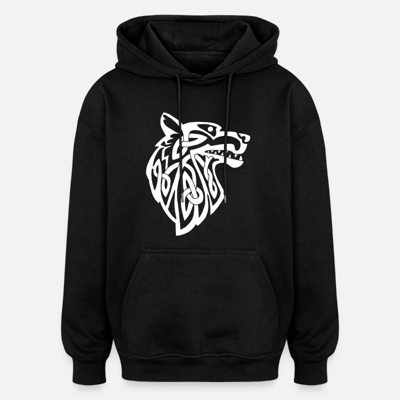 Wikinger Weißer Wolf - Oversized Unisex Hoodie - Schwarz