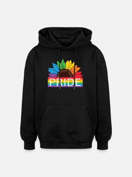 Pride Sonnenblume Rainbow - Oversized Unisex Hoodie - Schwarz