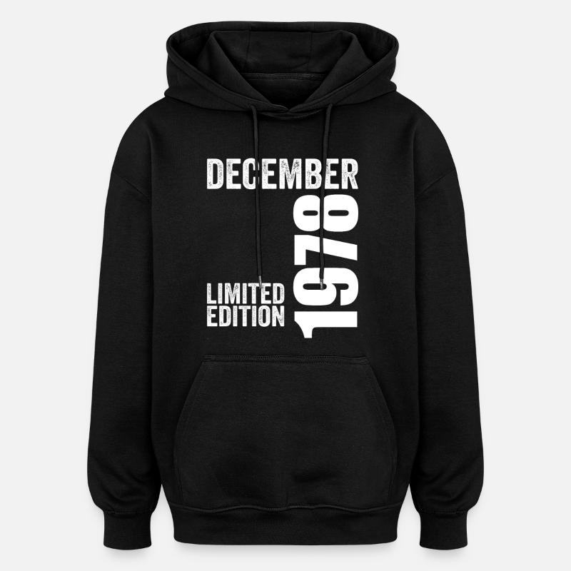Cadeau Anniversaire Rétro - Décembre 1978 - Sweat à capuche oversize unisexe - noir