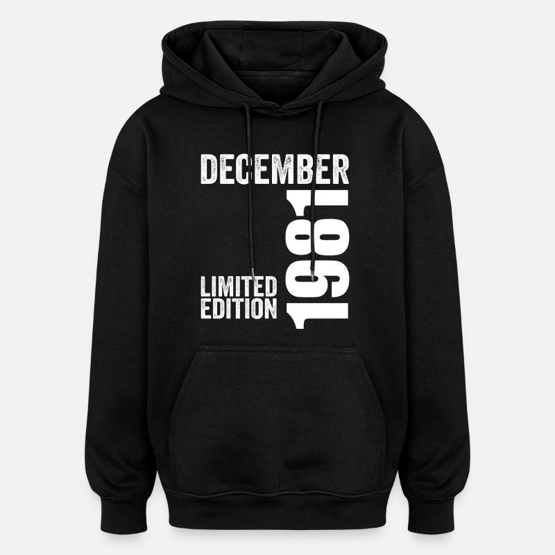 Cadeau Anniversaire Rétro - Décembre 1981 - Sweat à capuche oversize unisexe - noir