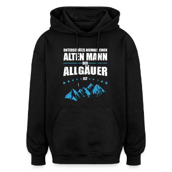 Geschenk Alter Mann - Allgäuer | Retro Vintage - Oversized Unisex Hoodie - Schwarz - Vorne - Noah (186cm)
