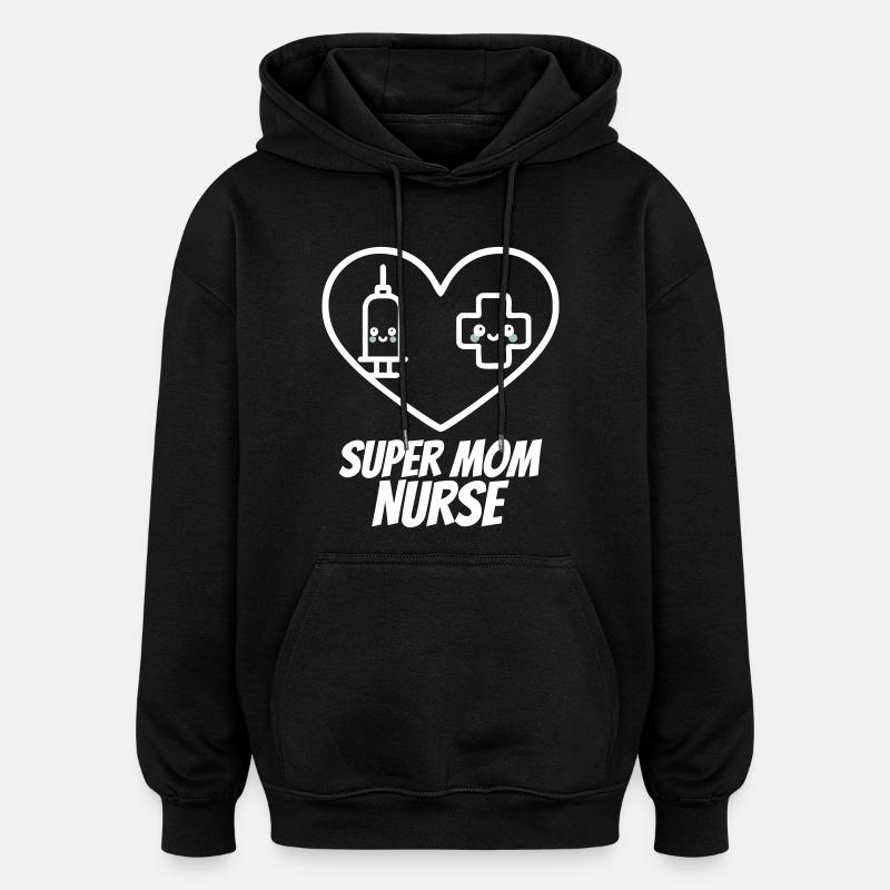 Super Maman Infirmière – Médecine cardiaque - Sweat à capuche oversize unisexe - noir