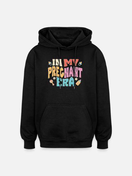 Pendant ma grossesse - Sweat à capuche oversize unisexe - noir