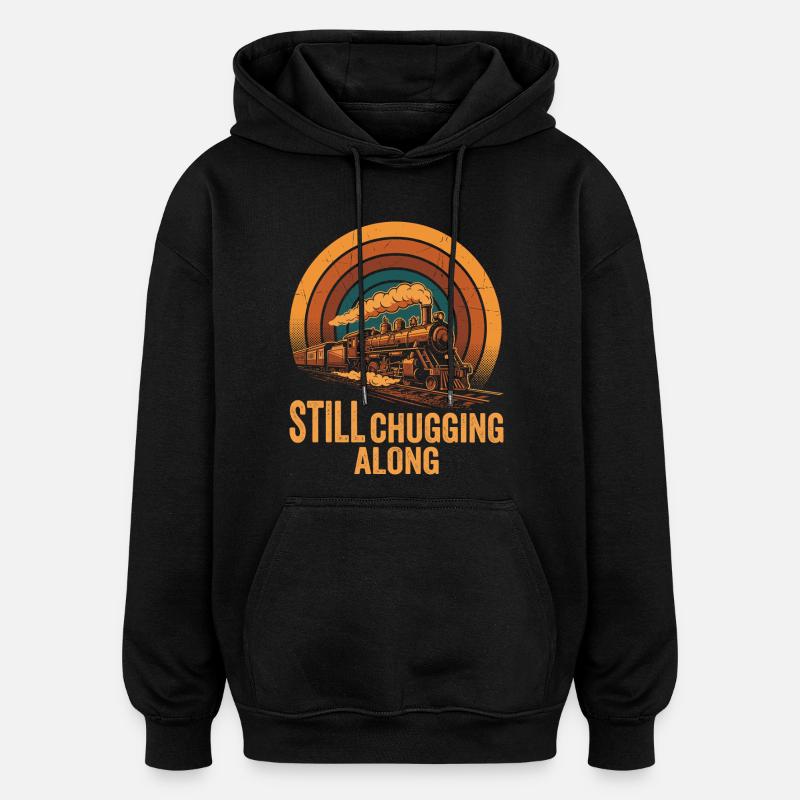 Retro-Dampflokomotiv-Railfan - Oversized Unisex Hoodie - Schwarz