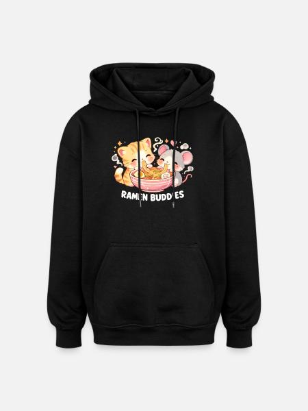 Ramen Chat - Sweat à capuche oversize unisexe - noir