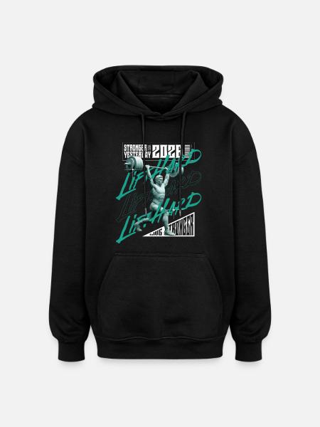 Gewichtheber-Mann, lila-rosa Lichtversion - Oversized Unisex Hoodie - Schwarz