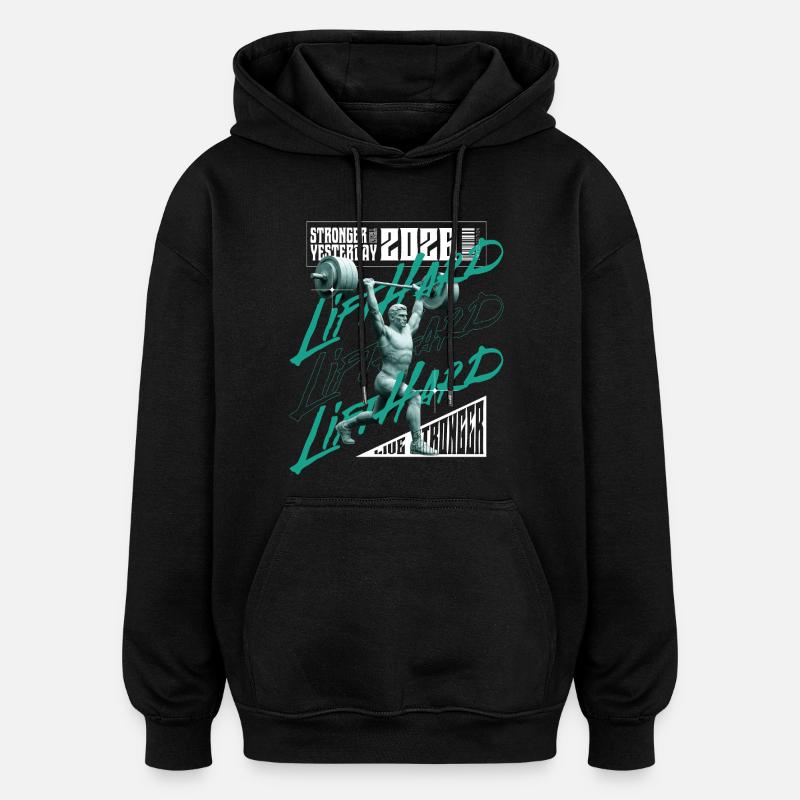 Gewichtheber-Mann, lila-rosa Lichtversion - Oversized Unisex Hoodie - Schwarz
