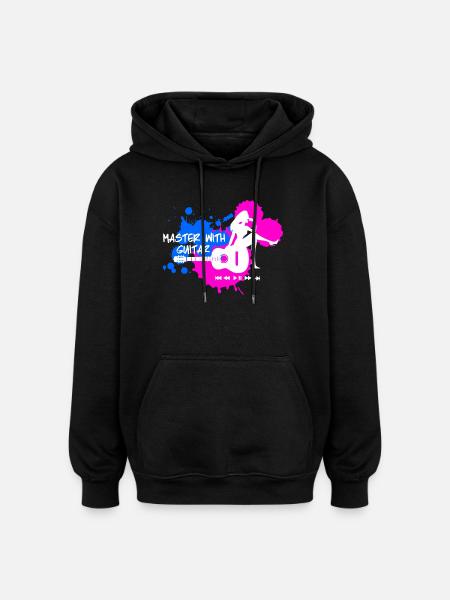 Master with guitar - Blue Pink White - Oversized Unisex Hoodie - black