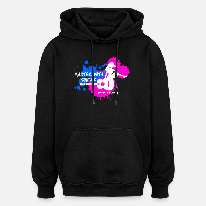 Master with guitar - Blue Pink White - Oversized Unisex Hoodie - black
