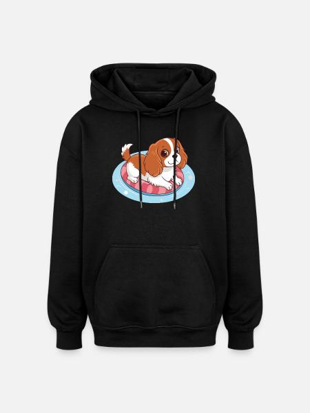 Summer Buoy Swimmer Puppy - Oversized Unisex Hoodie - black