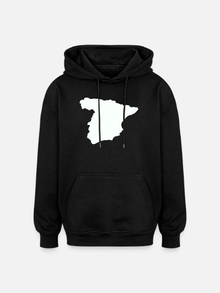 Spain Maps Silhouette Design - Oversized Unisex Hoodie - black