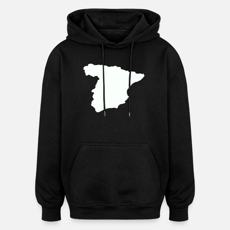Spanienkarten Silhouettedesign - Oversized Unisex Hoodie - Schwarz
