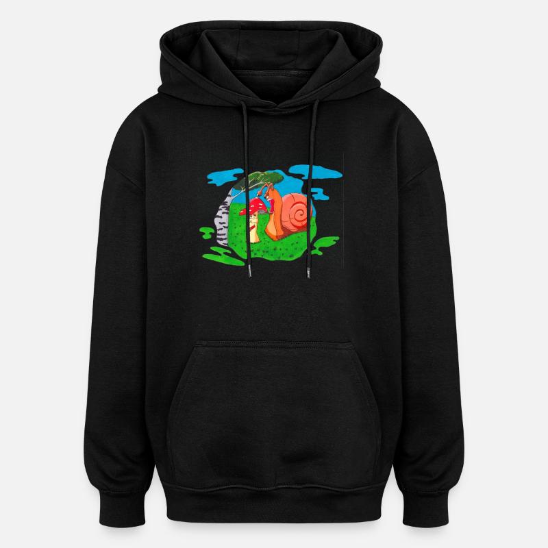 Front champignon - Sweat à capuche oversize unisexe - noir