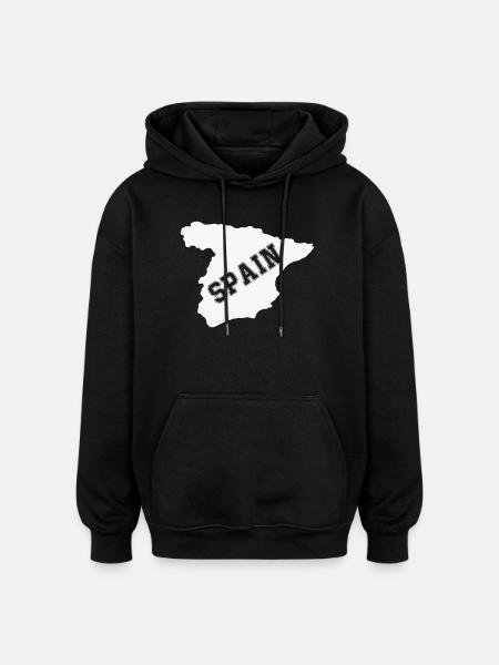 Espagne, Espagne - Sweat à capuche oversize unisexe - noir