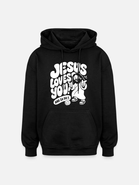 Jésus t’aime et moi aussi - Sweat à capuche oversize unisexe - noir