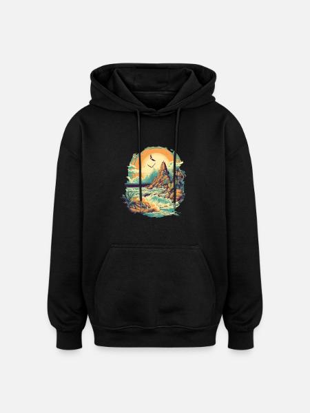 Beach - Oversized Unisex Hoodie - black
