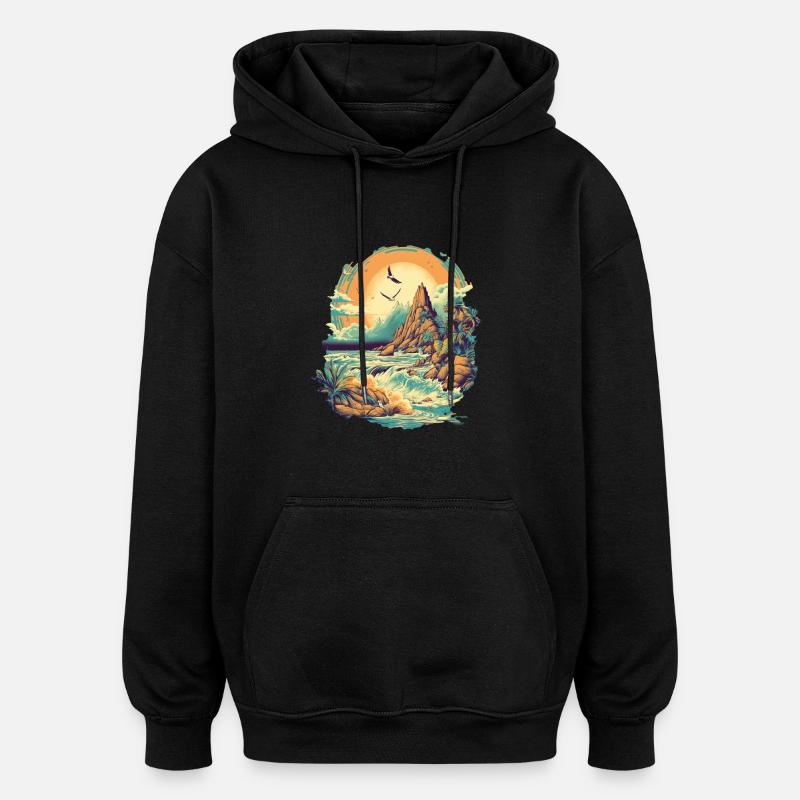 Beach - Oversized Unisex Hoodie - black