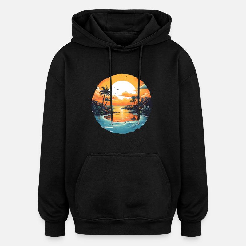 Beach - Oversized Unisex Hoodie - black