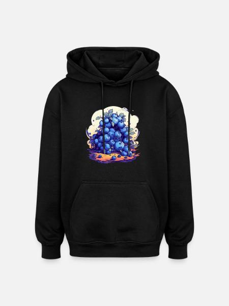 Blaubeere - Oversized Unisex Hoodie - Schwarz
