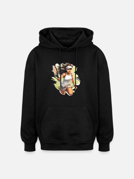 Tennis player - illustration - Oversized Unisex Hoodie - black