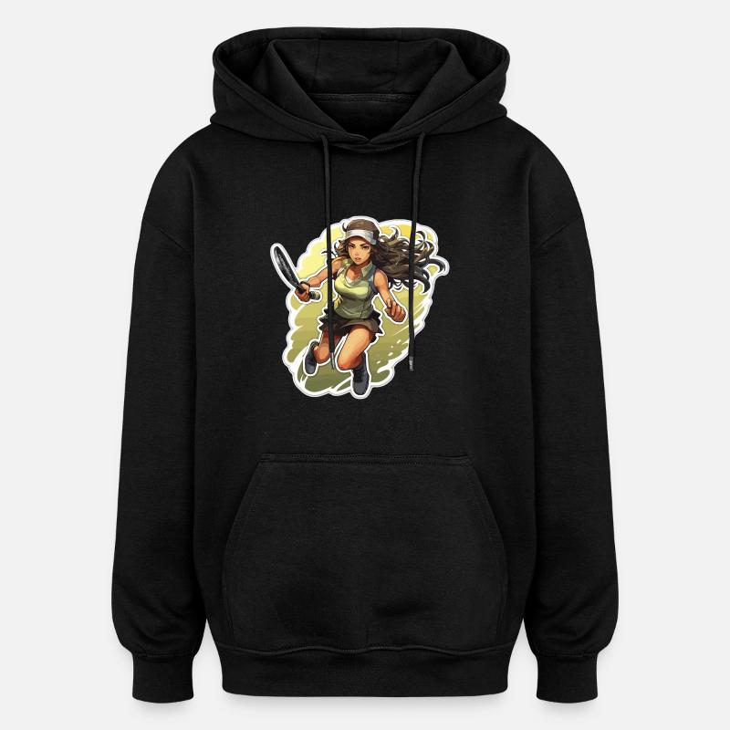 Tennis player - illustration - Oversized Unisex Hoodie - black