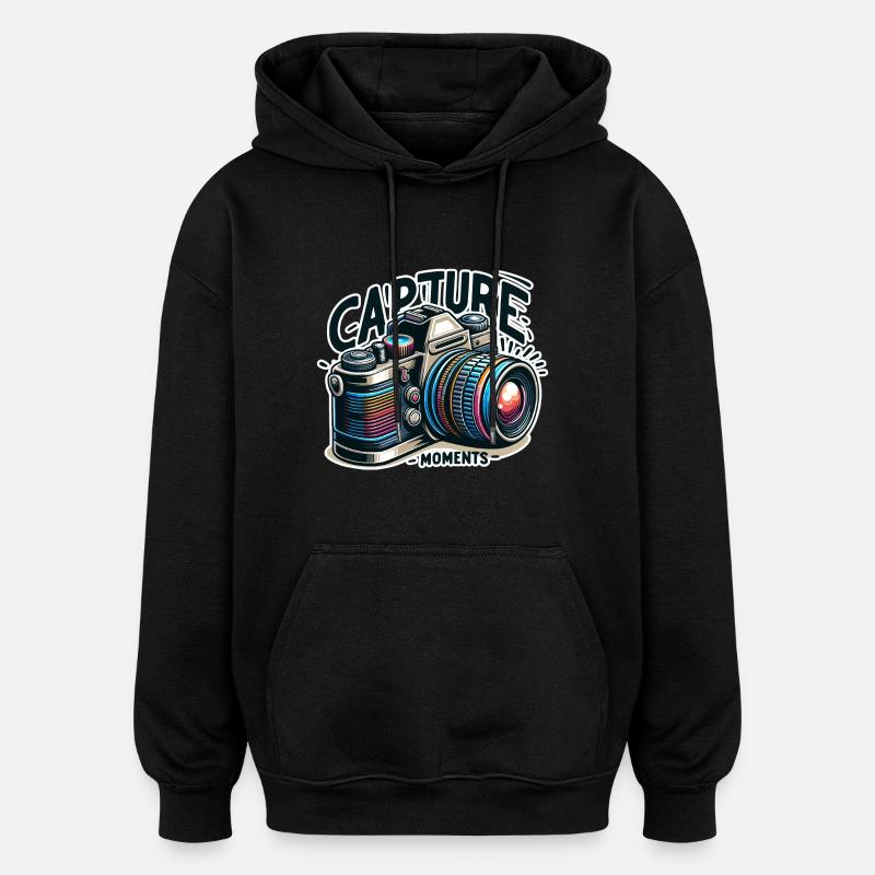 Capture Moments - Camera Illustration - Oversized Unisex Hoodie - black