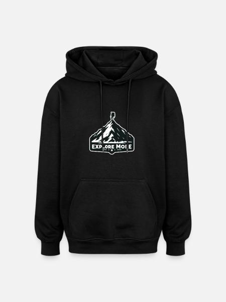 Explore more - Wanderer - Oversized Unisex Hoodie - black