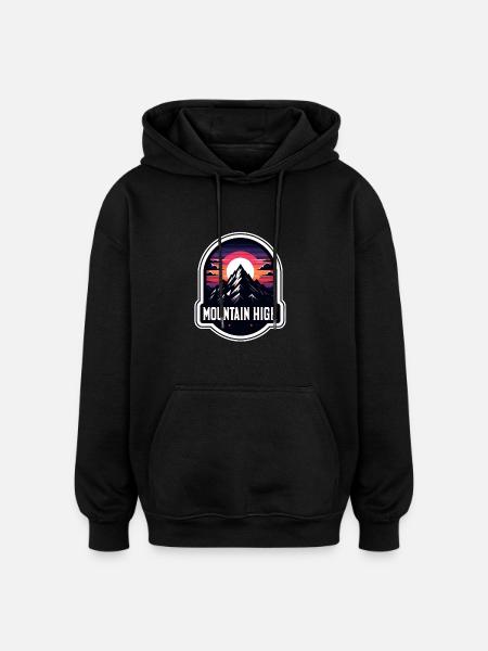 Mountain High - Berg Illustration - Oversized Unisex Hoodie - black