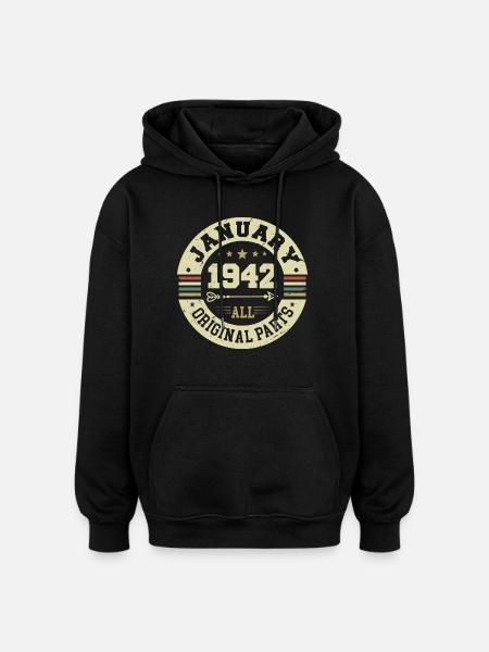 January 1942 - Birthday in January 1942 - Oversized Unisex Hoodie - black