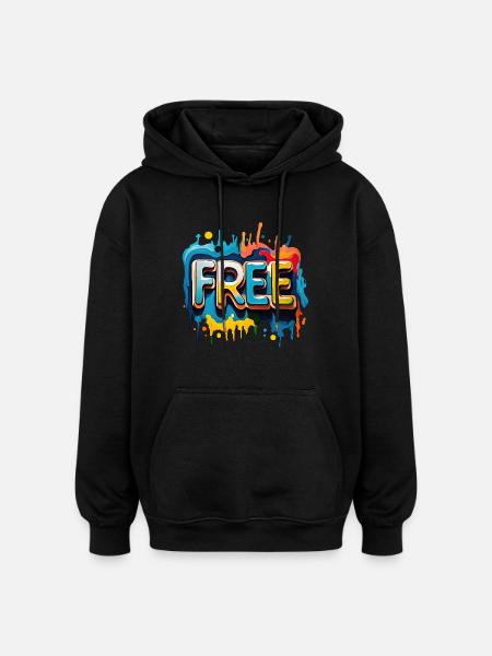 Freei, Frei, Freiheit - Oversized Unisex Hoodie - Schwarz