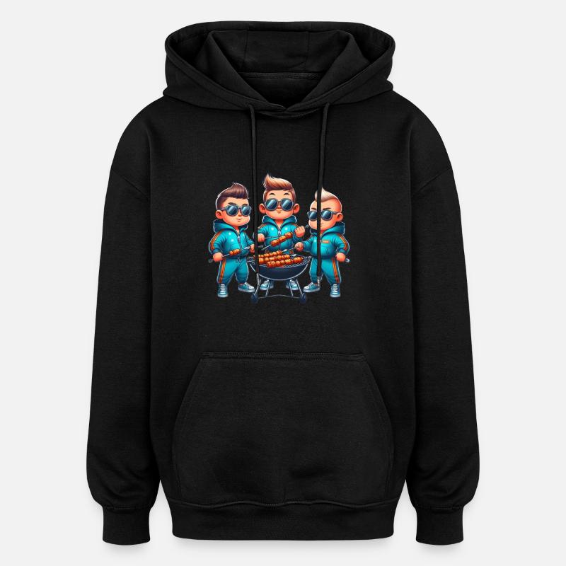 Coole Grill Freunde - Oversized Unisex Hoodie - Schwarz