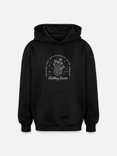 Knitting is my therapy - Oversized Unisex Hoodie - black