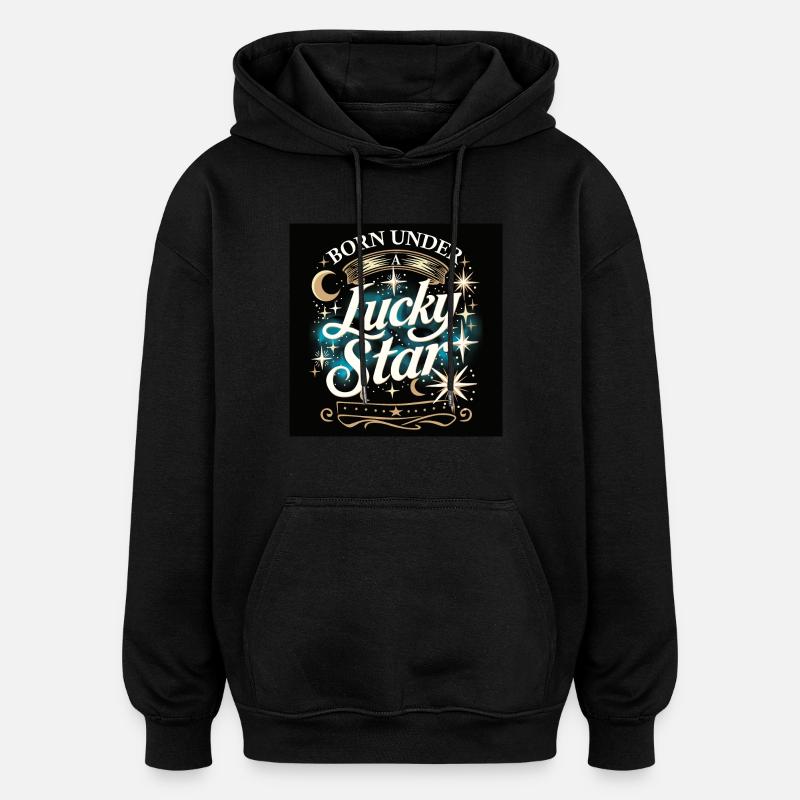 Glücksstern - Oversized Unisex Hoodie - Schwarz
