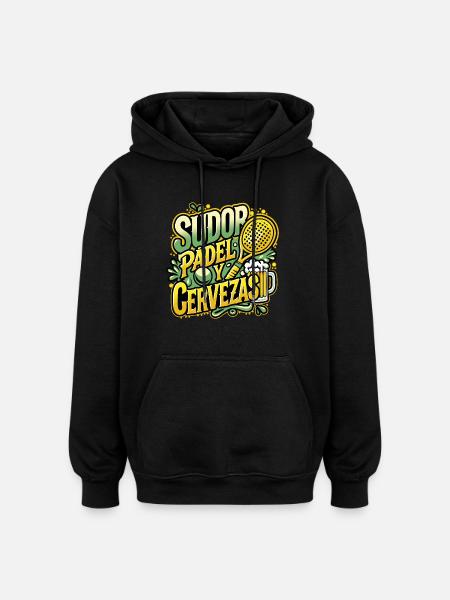 Sweat PADEL & Beers - Oversized Unisex Hoodie - black