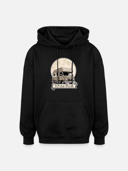 Vers la Lune - Sweat à capuche oversize unisexe - noir