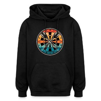 Dart Dartscheibe Dartpfeile Retro Vintage - Oversized Unisex Hoodie - Schwarz - Vorne - Noah (186cm)