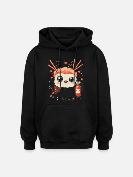Sushi kawaii - Oversized Unisex Hoodie - black
