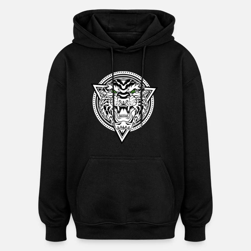 tigre - Sweat à capuche oversize unisexe - noir