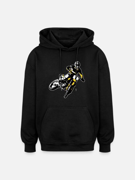 MotoCross - Sweat à capuche oversize unisexe - noir