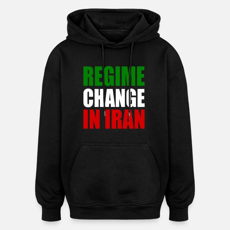 Regime change in iran - Sweat à capuche oversize unisexe - noir