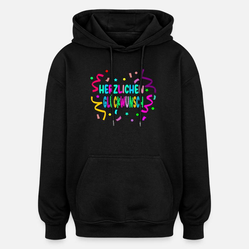 Félicitations - Confetti - Sweat à capuche oversize unisexe - noir