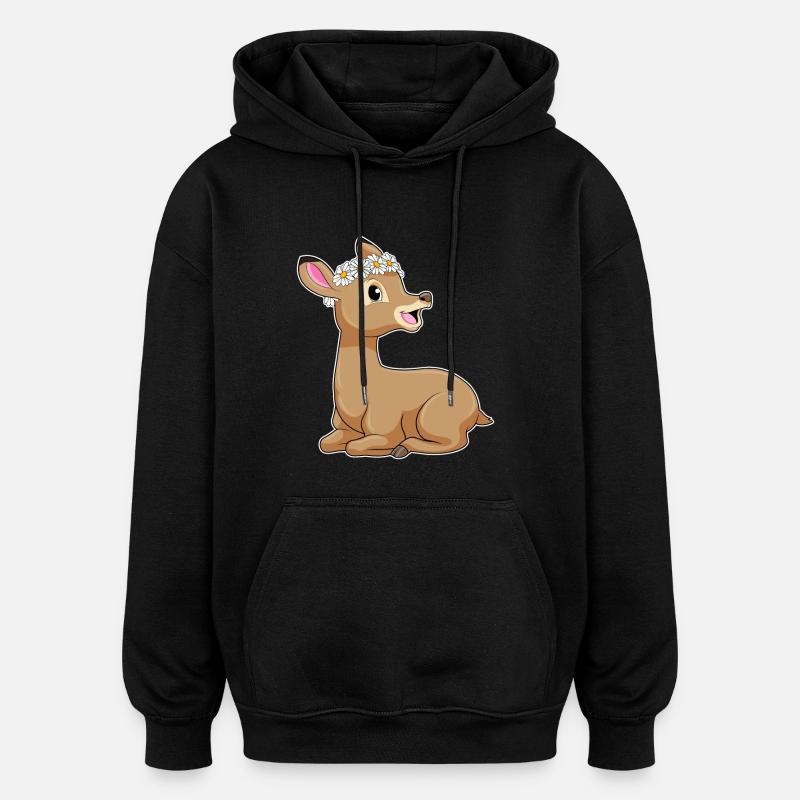 Reh Gänseblümchen - Oversized Unisex Hoodie - Schwarz