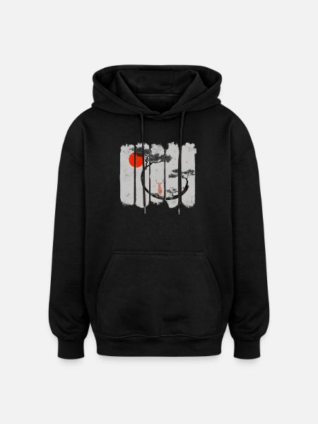 Shika - Sweat à capuche oversize unisexe - noir