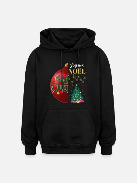 Joyeux Noël et Merry Christmas - Sweat à capuche oversize unisexe - noir