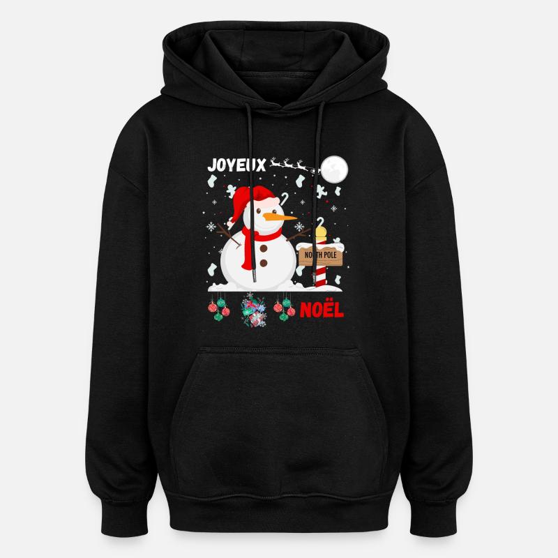 Joyeux Noël Bonhomme de Neige - Sweat à capuche oversize unisexe - noir