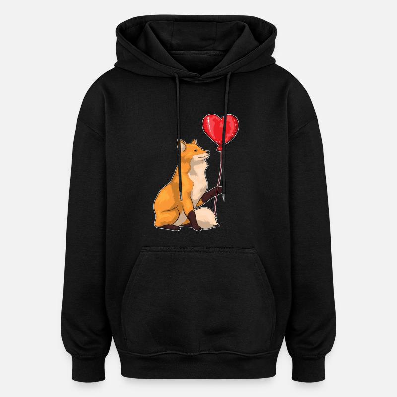 Fox Balloon - Oversized Unisex Hoodie - black