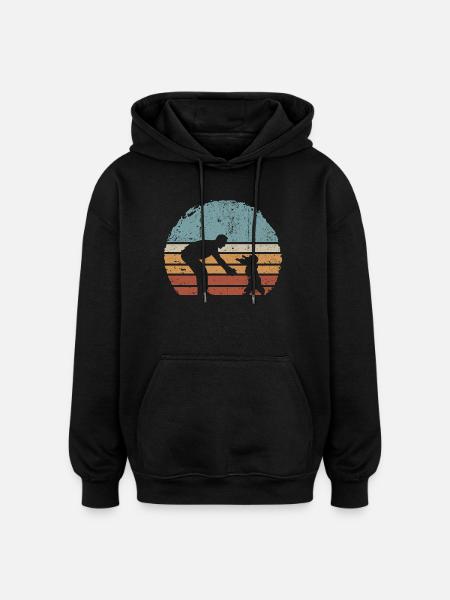 Sonnenuntergang Eltern- und Kind-Silhouette - Oversized Unisex Hoodie - Schwarz